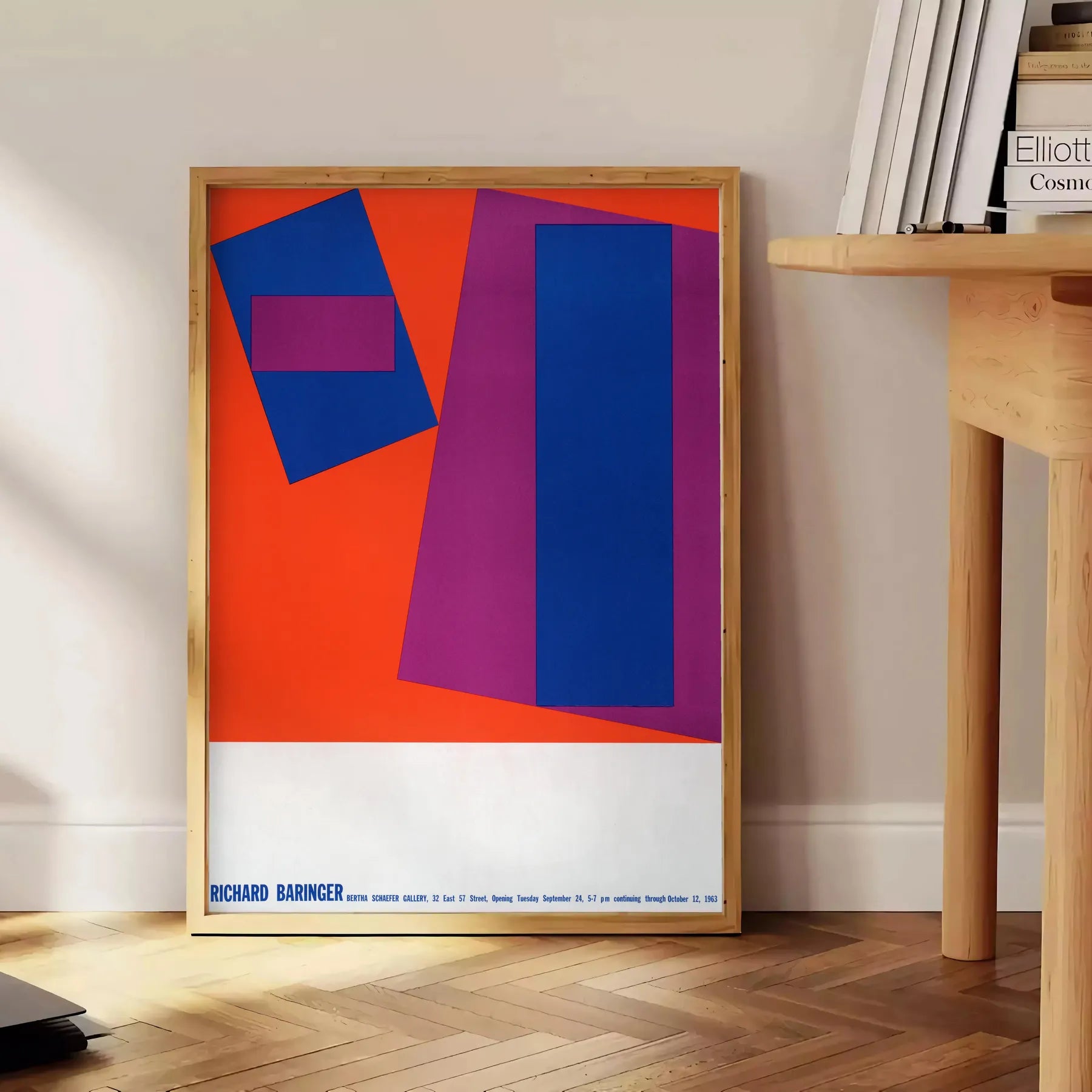 space Richard Baringer vintage poster striking blend gray orange hues unique wall art timeless elegance perfect gift lover various sizes A4 cm A0