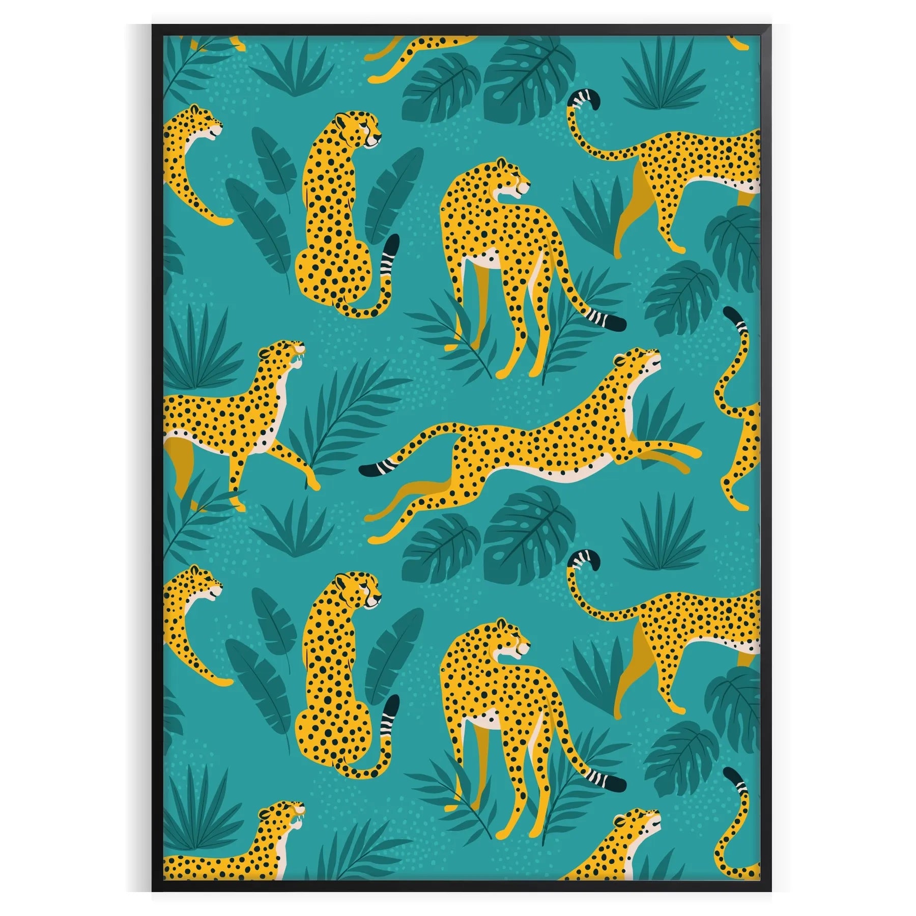 space striking cheetah poster bold black green tones eye wall art perfect wildlife enthusiasts unique artwork gift unframed edition room captivating jungle oasis