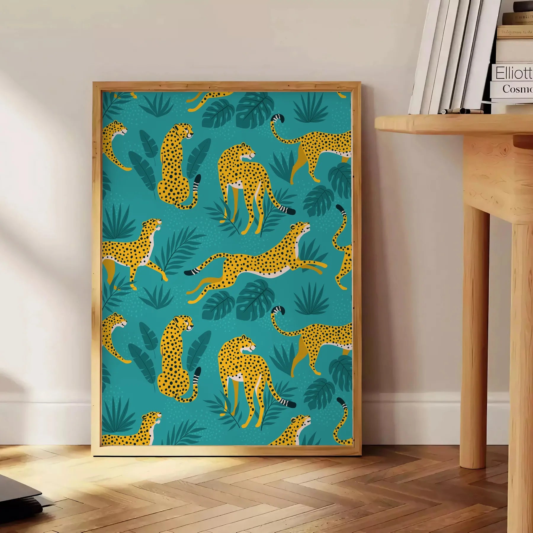 space striking cheetah poster bold black green tones eye wall art perfect wildlife enthusiasts unique artwork gift unframed edition room captivating jungle oasis