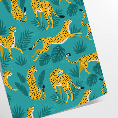 space striking cheetah poster bold black green tones eye wall art perfect wildlife enthusiasts unique artwork gift unframed edition room captivating jungle oasis