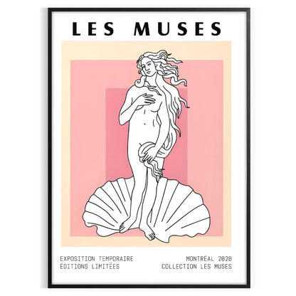 space Les Muses woman graphic poster black orange wall art thoughtful gift artwork artistic flair room multiple sizes A4 cm A0