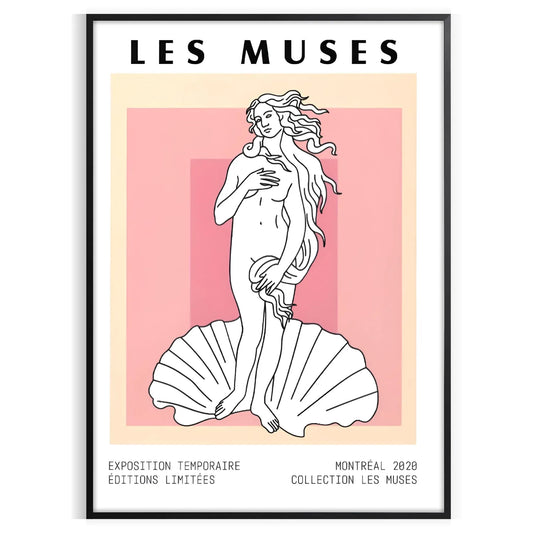 space Les Muses woman graphic poster black orange wall art thoughtful gift artwork artistic flair room multiple sizes A4 cm A0