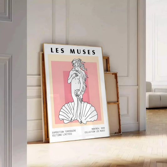 space Les Muses woman graphic poster black orange wall art thoughtful gift artwork artistic flair room multiple sizes A4 cm A0