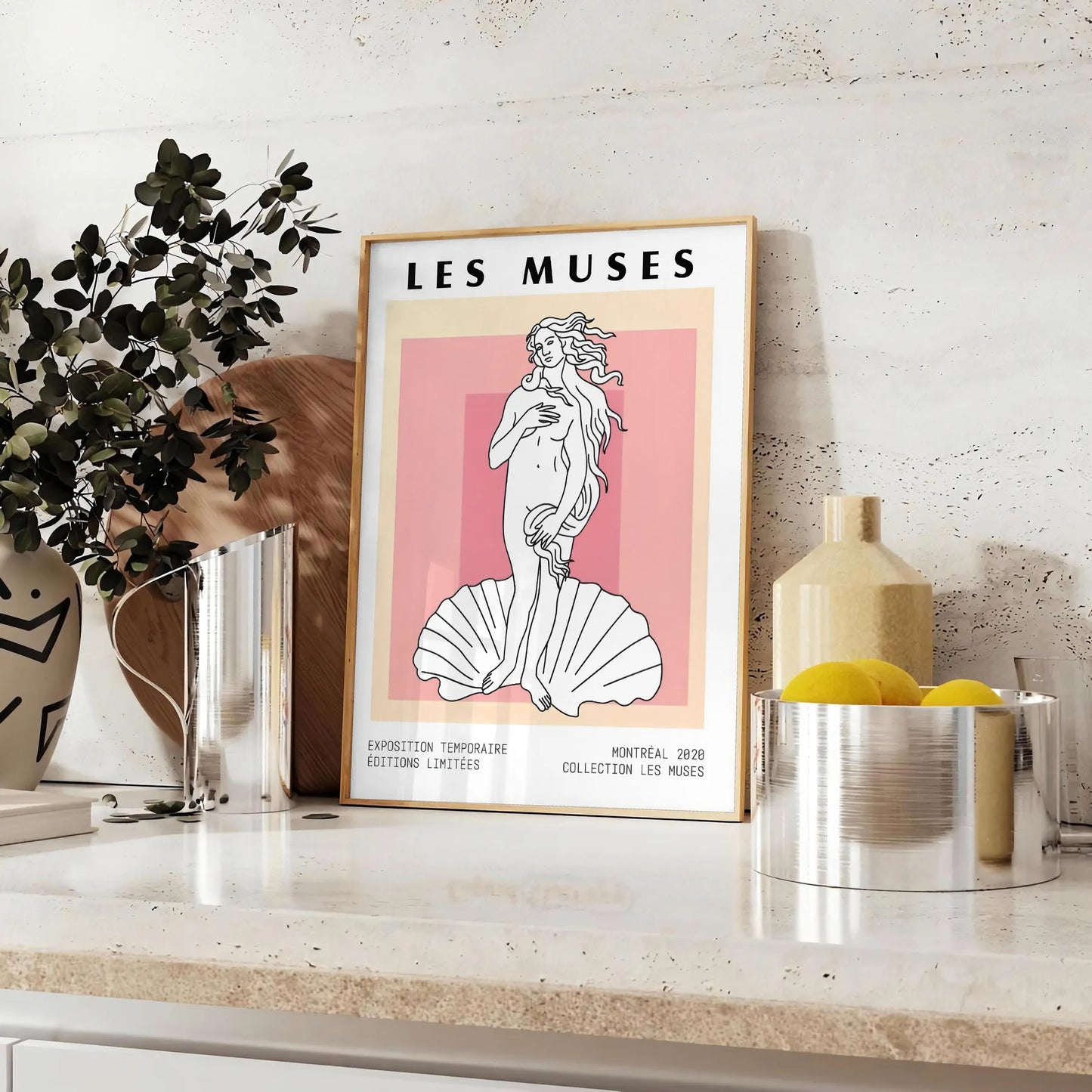 space Les Muses woman graphic poster black orange wall art thoughtful gift artwork artistic flair room multiple sizes A4 cm A0