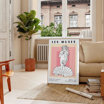 space Les Muses woman graphic poster black orange wall art thoughtful gift artwork artistic flair room multiple sizes A4 cm A0