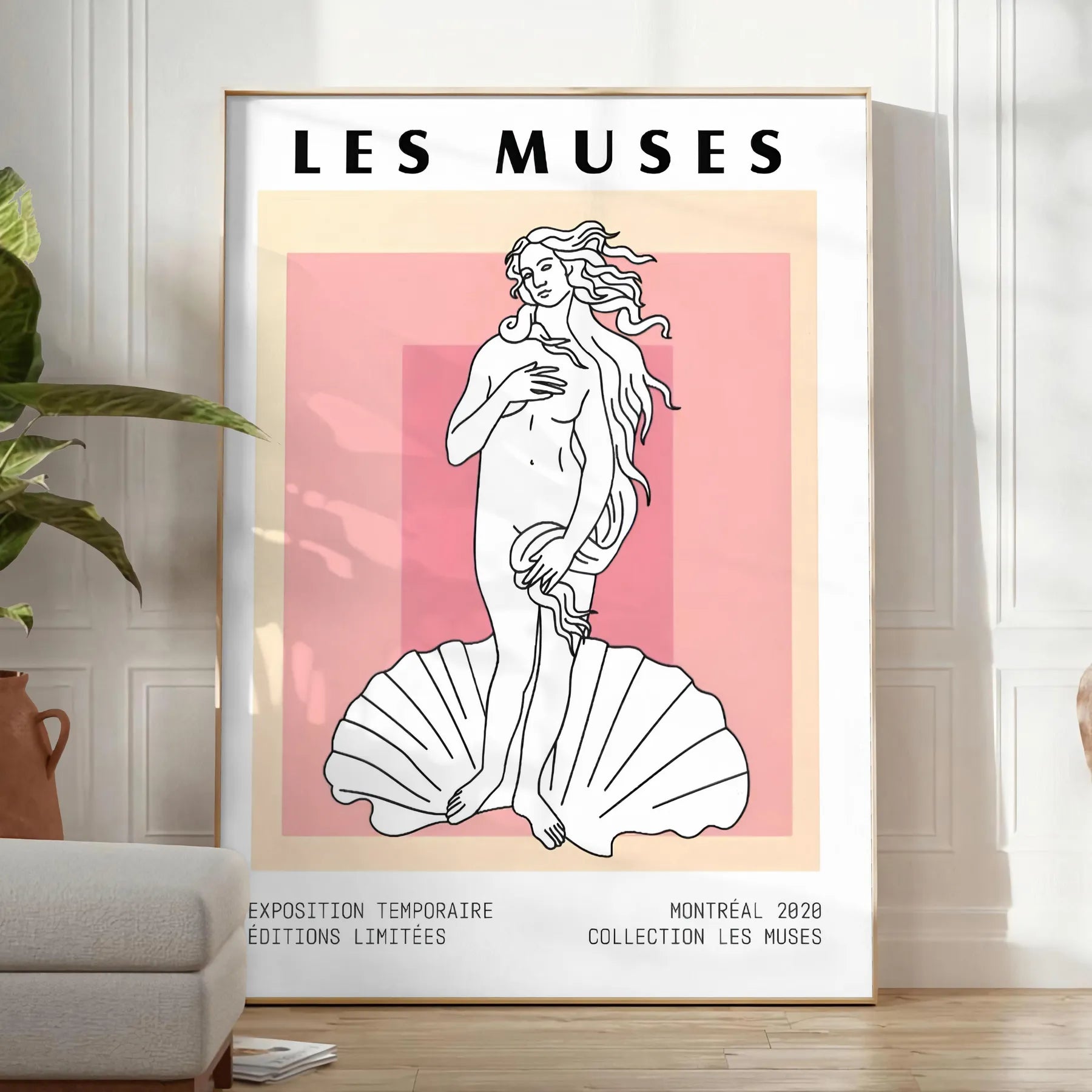 space Les Muses woman graphic poster black orange wall art thoughtful gift artwork artistic flair room multiple sizes A4 cm A0