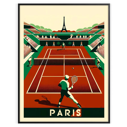Art Deco Paris Vintage tennis poster inspired by Paris and Roland Garros