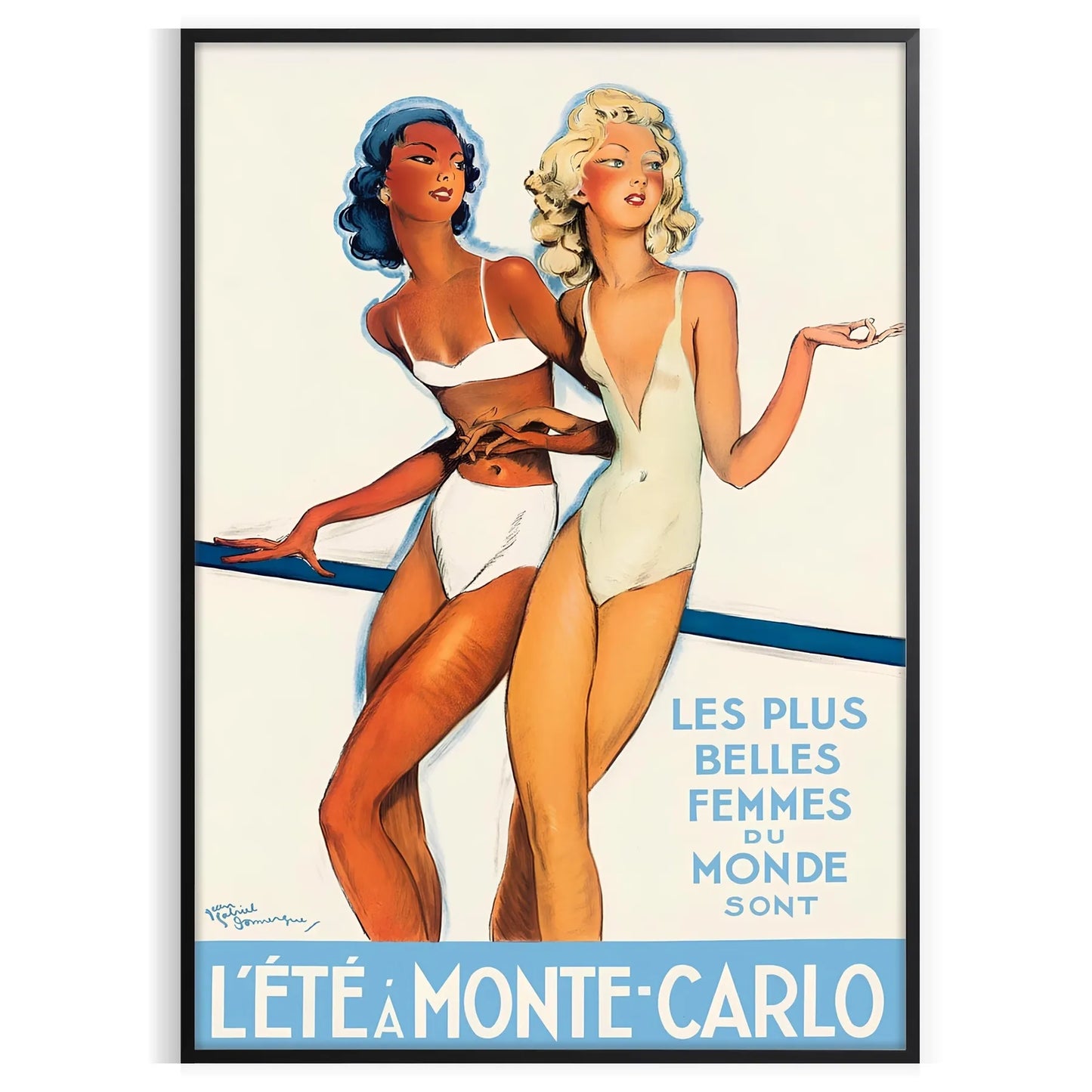 allure sun getaway Summer Monte Carlo vintage travel poster vibrant orange white hues captivating wall art perfect standout piece thoughtful gift style