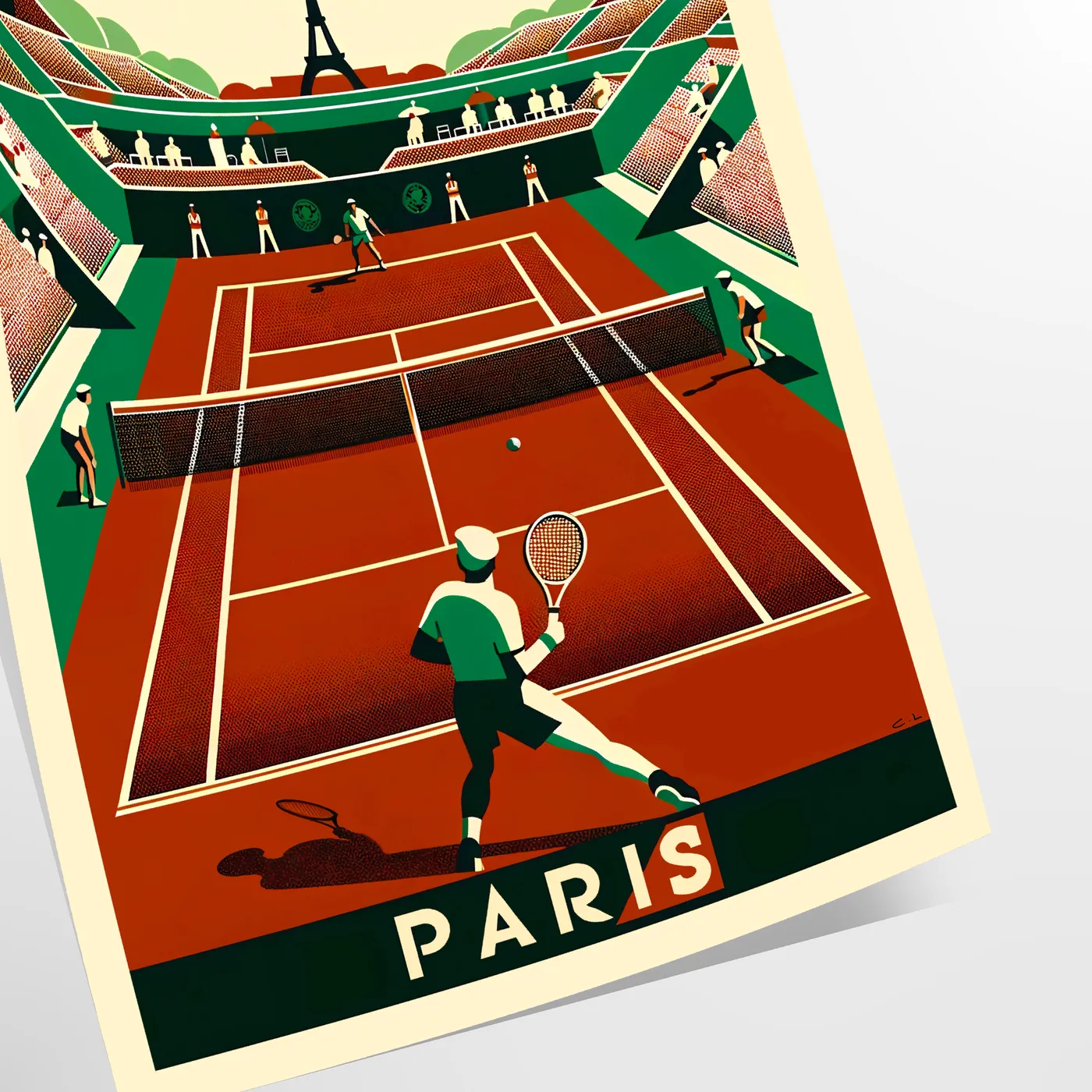 Art Deco Paris Vintage tennis poster inspired by Paris and Roland Garros