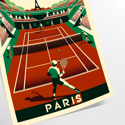 Art Deco Paris Vintage tennis poster inspired by Paris and Roland Garros
