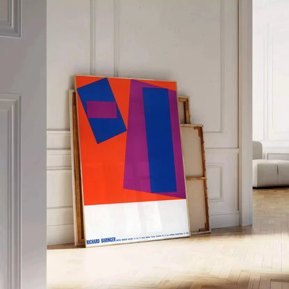 space Richard Baringer vintage poster striking blend gray orange hues unique wall art timeless elegance perfect gift lover various sizes A4 cm A0